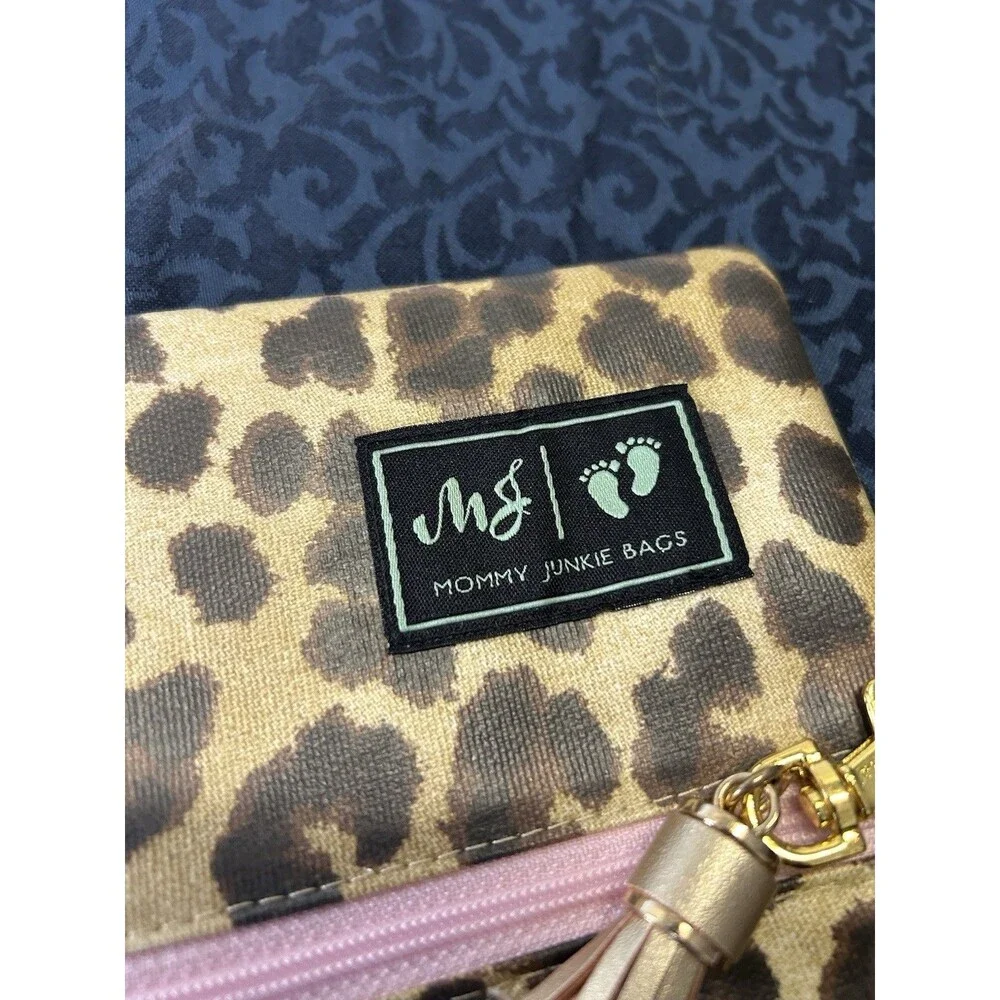 Set Of 2 Makeup Mommy Junkie Bags - Cheetah - Zippered - Vinyl - New With Tags
